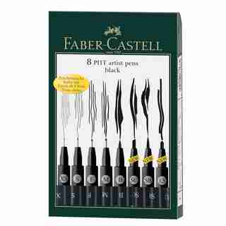 Faber Castell Pitt Artist Pen Black Set of 8