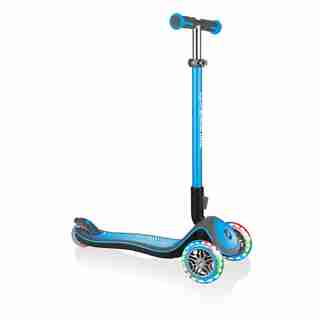 Globber Elite Deluxe Lights Scooter Lime Sky Blue