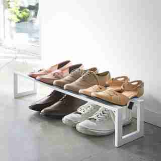 Yamazaki Line Adjustable Shoe Rack White