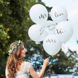 BOTANIC WEDDING WHITE BALLOON BUNDLE SLOGANS