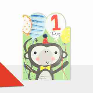 Paper E. Clips Birthday Card 1 Monkey
