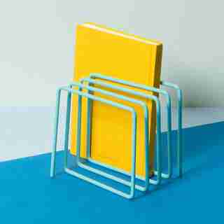 Metal Magazine & Vinyl Rack Light Blue