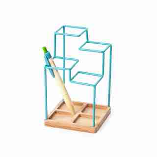 METAL PEN HOLDER LIGHT BLUE