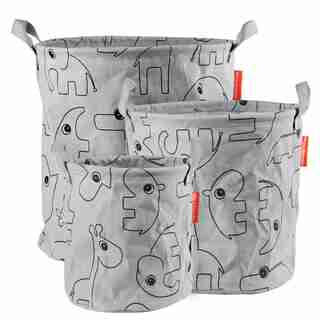 Done by Deer Storage baskets 3 Pieces Contour Grey