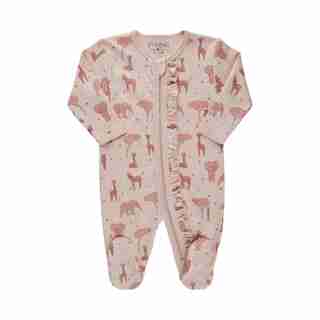 FIXONI ORGANIC COTTON BABY NIGHT SUIT WITH FEET - SOFT ROSE SIZE 1-3 MONTHS