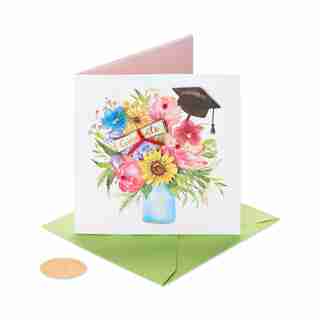 Carte de la Remise des diplômes Papyrus (mortier floral)