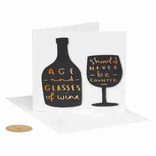 HAPPY BIRTHDAY CARD AGE AND WINE QUOTE