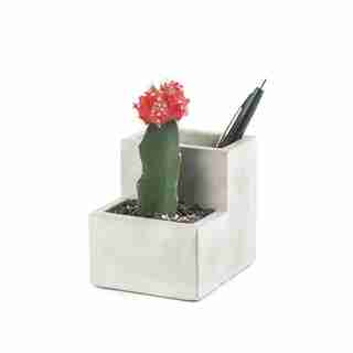 Kikkerland Small Concrete Desktop Planter