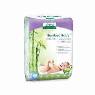 Aleva Naturals Bamboo Baby Diapers - Size 2 ( 6-17lbs) - 30 Pack