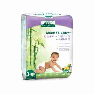 Aleva Naturals Bamboo Baby Diapers - Size 3 ( 13-24lbs) - 28 Pack