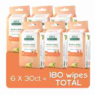 Aleva Naturals Bamboo Baby Pacifier and Toy Wipes - 180 Pack