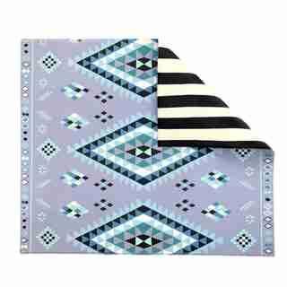 The Pieces Double-sided Play Mat, Blue Moroccan/Stripe