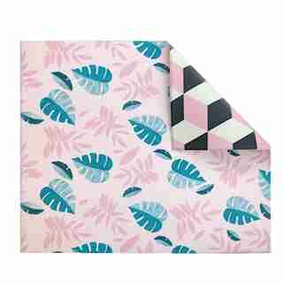 The Pieces Double-Sided Play Mat, Pink Leaf/Geo