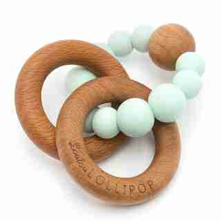 Loulou Lollipop Wood and Silicone Rattle Mint