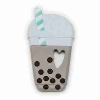 LOULOU LOLLIPOP SILICONE BABY TEETHER, MILK BUBBLE TEA