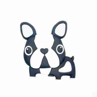 LOULOU LOLLIPOP SILICONE BABY TEETHER, BLACK BOSTON TERRIER DOG