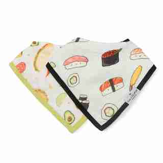 Loulou Lollipop Muslin Bandana Bib set - Kawaii Food Sushi / Taco