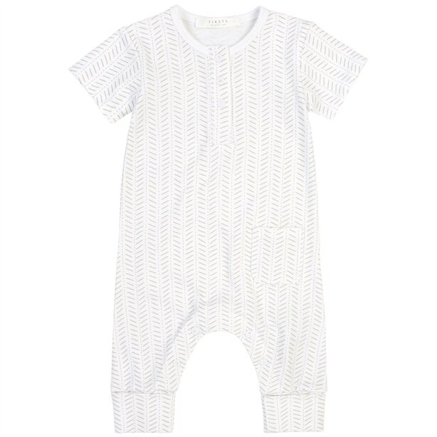 Petit Lem Romper White Grey 6 Months