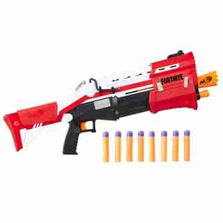 Nerf Fortnite TS Blaster -- Pump Action Dart Blaster, 8 Official Nerf Mega Fortnite Darts, Dart Storage Stock -- For Youth, Teens, Adults