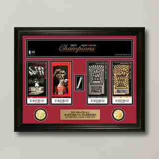 Toronto Raptors 2019 NBA Finals Game Used Net and Bronze Coin Photo Mint