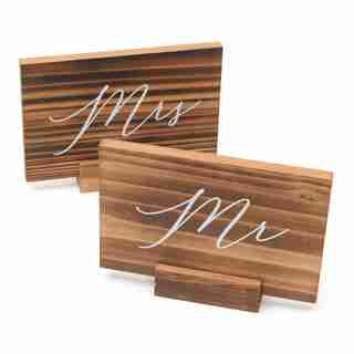Style Me Pretty Wood Mr and Mrs Signs