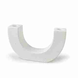 PADDYWAX U SHAPE CERAMIC TAPER CANDLE HOLDER WHITE SPECKLE
