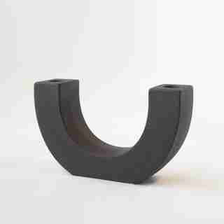 PADDYWAX U SHAPE CERAMIC TAPER CANDLE HOLDER CHARCOAL