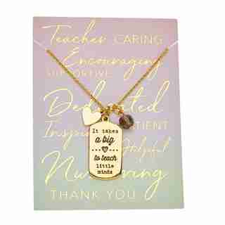 Teacher Charm Necklace, Gold