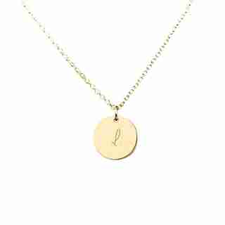 10K YELLOW GOLD 'L' INITIAL DISC PENDANT