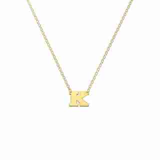 10K Yellow Gold 'K' Initial Letter Necklace