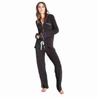 PJ SALVAGE MODAL BASIC SLEEPY PJ SET - BLACK, LARGE
