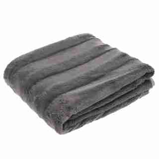 LUXE FAUX FUR THROW GUNMETAL