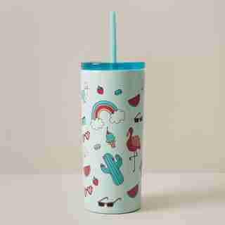 STRAW TUMBLER, CACTI FLAMINGO