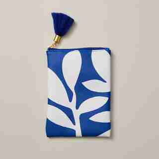 LARGE PENCIL POUCH BOHO BRIGHT PALM BLUE