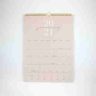 2021 12 MOIS CALENDRIER À SPIRALE ROSE POUDRÉ