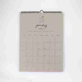 2021 12 MOIS CALENDRIER À SPIRALE DESSIN AU TRAIT