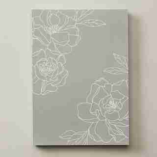 SUGAR PLUM LARGE COPTIC JOURNAL ILLUSTRATED PEONY DOVE GREY