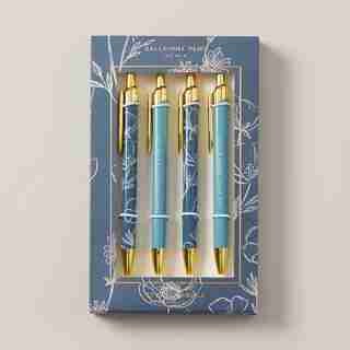 SECRET GARDEN PRINTED PENS WILDFLOWER BLUE SET OF 4