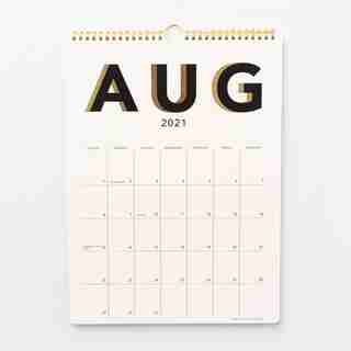 Aug 2021 - Dec 2022 17 Month Spiral Black Shadow Calendar