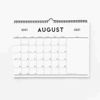 Aug 2021 - Dec 2022 17 Month Spiral Black and White Calendar