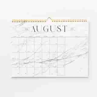 Aug 2021 - Dec 2022 17 Month Spiral White Marble Calendar