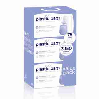 Ubbi Plastic Bags for Diaper Pails - 3 - Pack (75 Bags Each)
