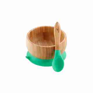 Avanchy bambou aspiration bébé bol + cuillère - Vert