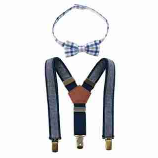 Mud Pie Bow Tie Suspender Kit Chambray