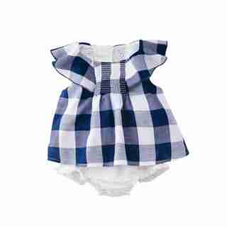 GINGHAM OVERLAY CRAWLER 9-12 MONTHS