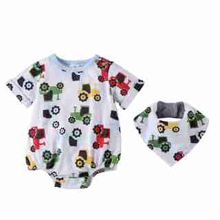Mud Pie Tractor Bubble and Bib 0 - 3 Months