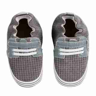 Robeez Soft Soles Leather Shoe with Suede Sole - Jude Grey Baby 12-18 Months