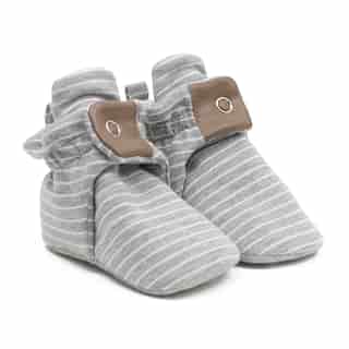 Robeez Snap Booties - Grey Stripe Baby 3-6 Months