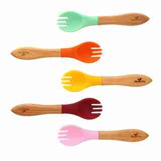 AVANCHY BABY FORKS 5 PACK GREEN ,PINK, RED, YELLOW, MAGENTA
