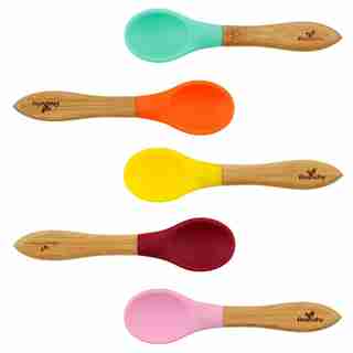 AVANCHY BABY SPOONS, 5 PACK GREEN, PINK, RED, YELLOW, MAGENTA